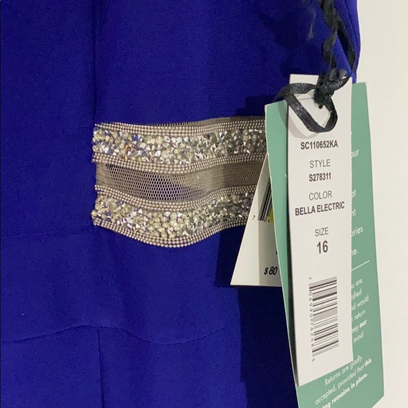 Scarlett blue fitted dress and see through detail - Picture 3 of 5